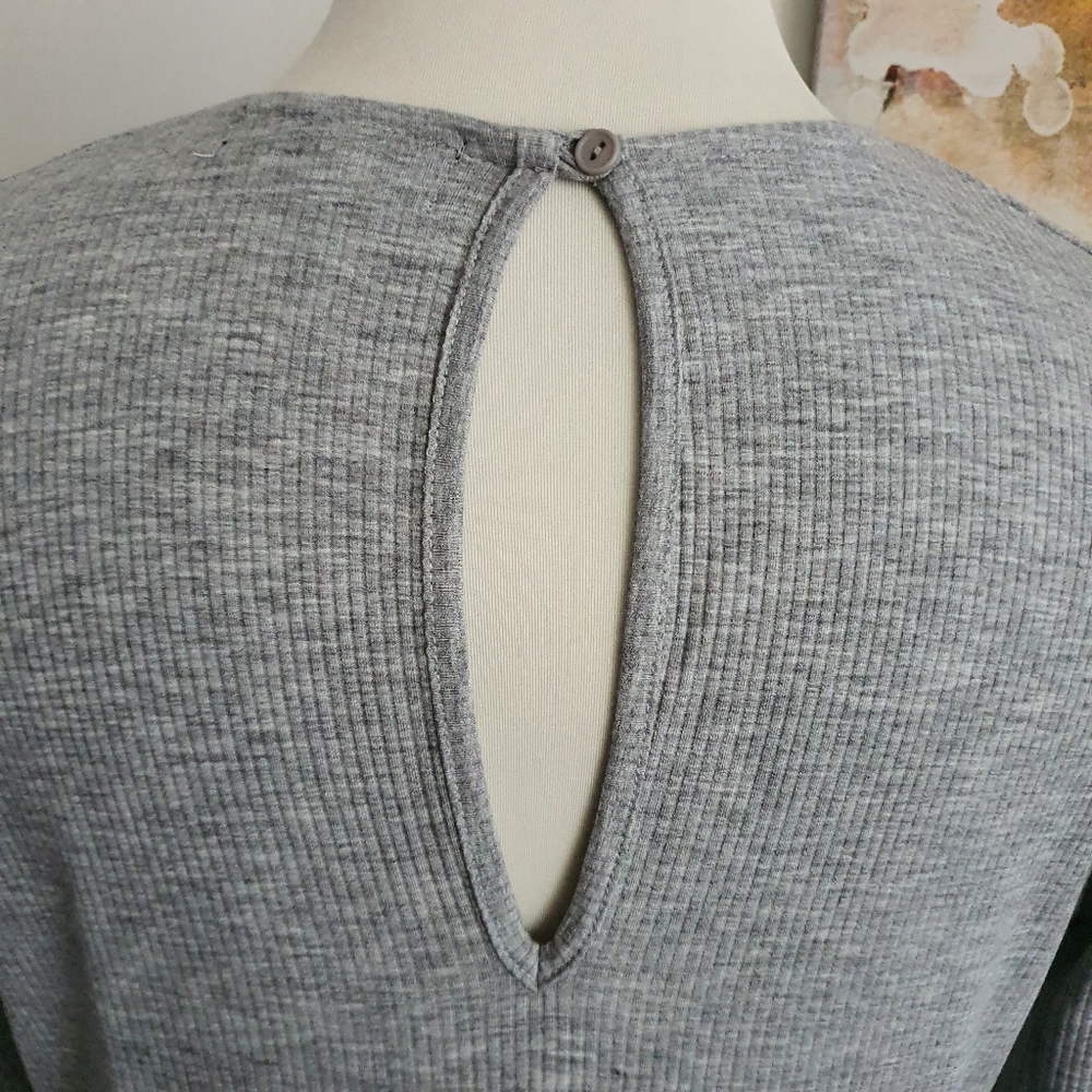 Oxford Keyhole Long Sleev Grey Top Size 14 - Picture 5 of 8